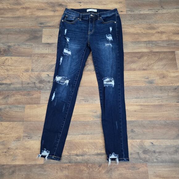 Kancan Women's Dark Wash Distressed Skinny Jeans Style: Estilo Size 7/27 - Picture 1 of 8